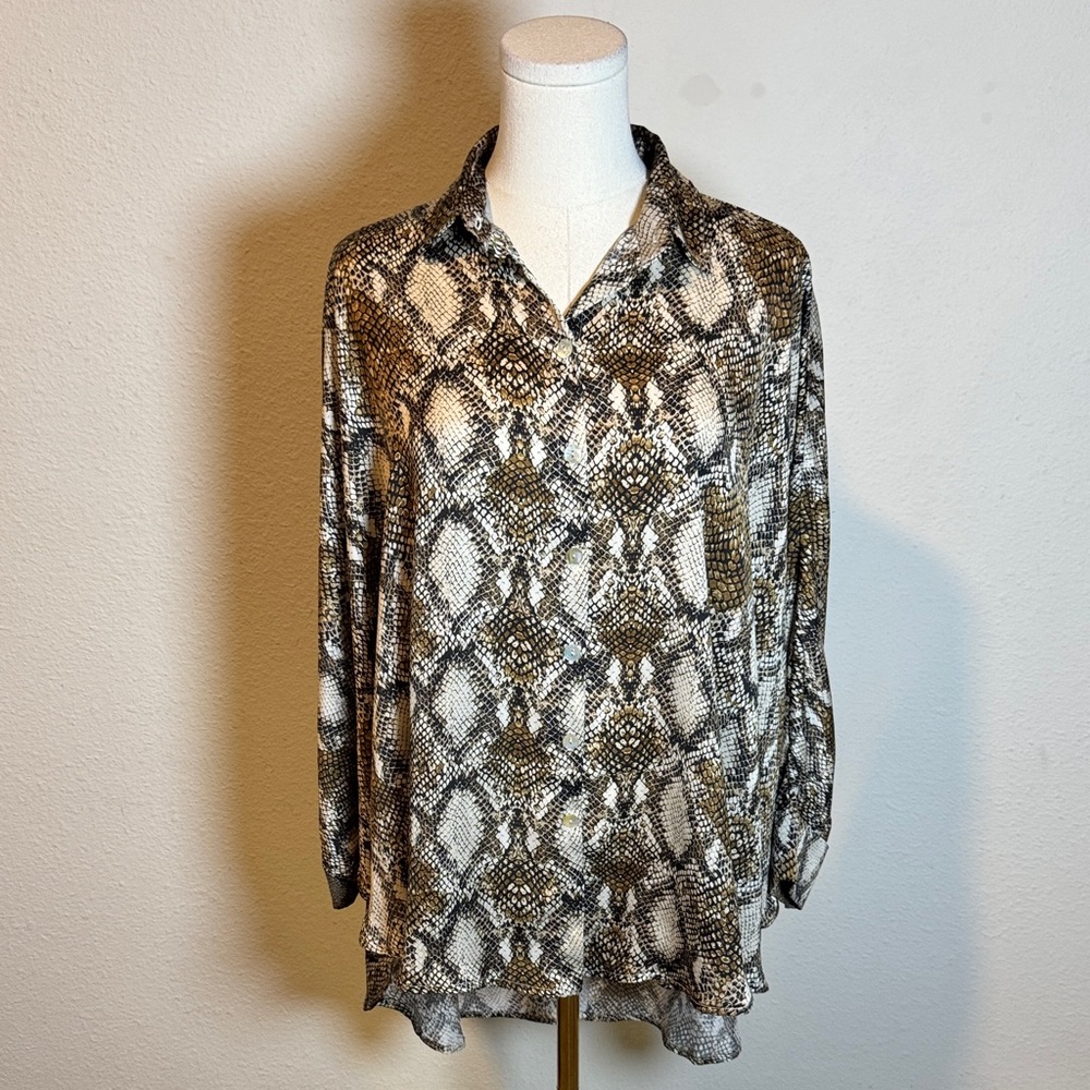 Alembika Python Print Button Blouse Very Oversize… - image 1
